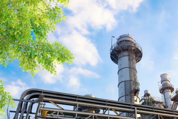 Green Industry. Eco Power Plant. Petrochemical Industrial Factory saving environment