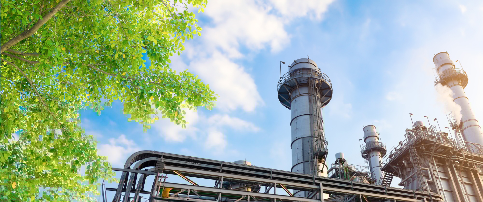 Green Industry. Eco Power Plant. Petrochemical Industrial Factory saving environment